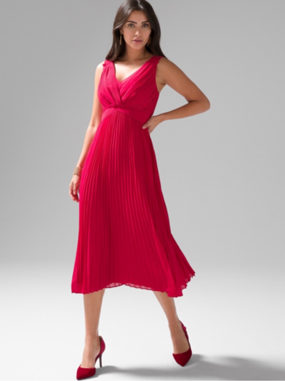 NWT White House Back Market Sleeveless Pleated Midi Dress in Indulgent - size 4P